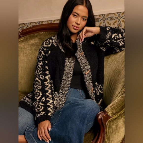 Torrid Festi Boho Intarsia Toggle Button Soft Cardigan Sweater Plus Size 1X Nwt - Picture 2 of 5